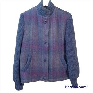Donegal Design L Ireland mohair pure new wool button up sweater cardigan warm